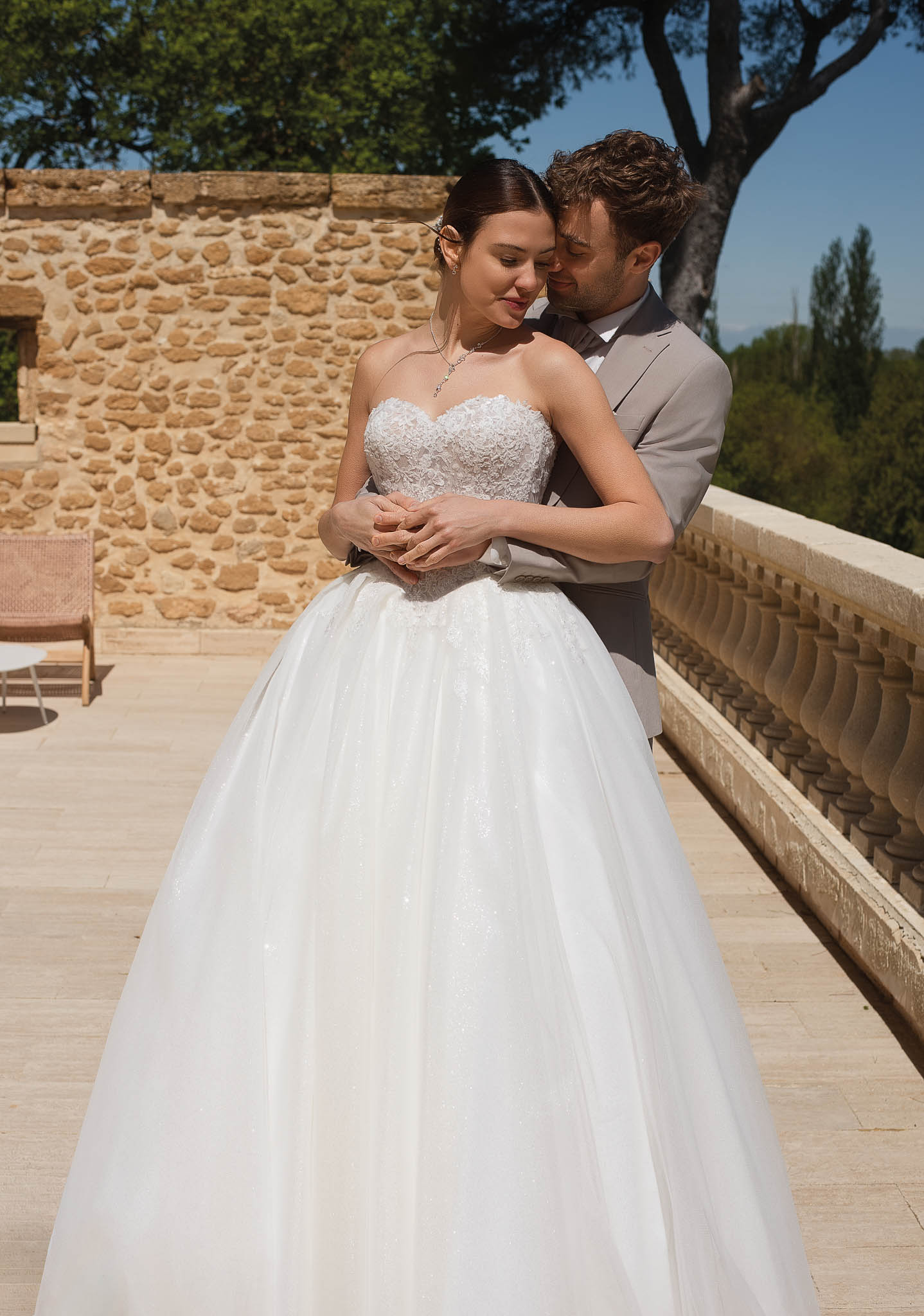 Prinzessin Brautkleid mit Spitze und edlem Barockrock
